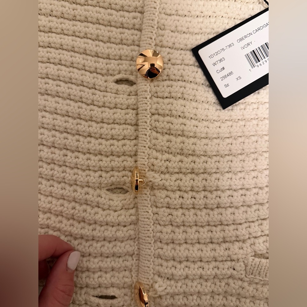 NWT PAIGE Oberon Cream Textured Cardigan Sweater Jacket XS Gold Buttons - Picture 5 of 9